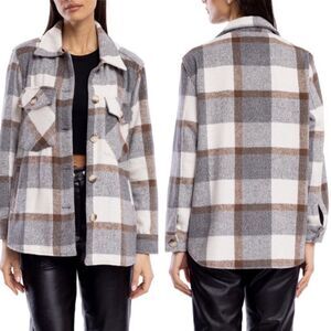 Blank NYC Plaid Jacket in Gray and Brown